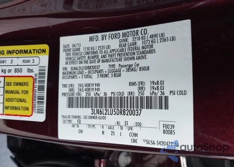 2013 Lincoln Mkz Hybrid z USA, uszkodzony, nr VIN 3LN6L2LU5DR820037